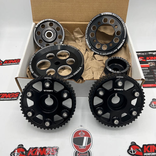 TMS  4 PIECE BLACK EDITION BILLET ALUMINUM PULLEY SET W/ IDLER FOR 2JZ/1JZ