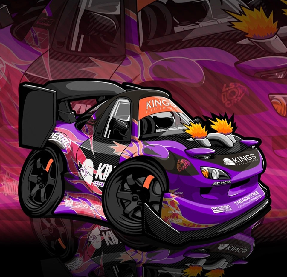 KP Drift RX7 Cartoon Team T-Shirt